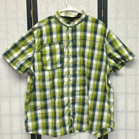 Mossy Oak Short Sleeve Button Up Collared Casual Shirt Green Plaid XXL - Picture 5 of 11